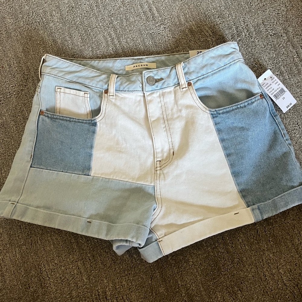 pacsun patchwork jean shorts